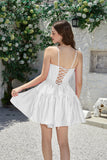 A-Line Spaghetti Straps Little White Dress