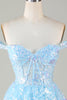 Load image into Gallery viewer, Pink Sparkly Corset Tiered Lace A-Line Short Party Dress