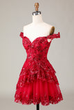 Pink Sparkly Corset Tiered Lace A-Line Short Party Dress