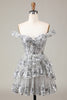 Load image into Gallery viewer, Sparkly Blue Corset Tiered Lace A-Line Short Homecoming Dress