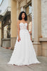 Load image into Gallery viewer, White Corset Ruffled A-Line Wedding Dress with Lace
