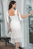 Load image into Gallery viewer, White Bodycon Tiered Engagement Party Dress With Lace