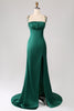 Load image into Gallery viewer, Dark Green Mermaid Spaghetti Straps Satin Prom Dress