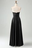 Dark Green A Line Sweetheart Keyhole Long Bridesmaid Dress