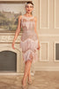 Load image into Gallery viewer, Sparkly Blush Tiered Fringed 1920s Dress with Accessories Set