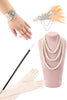 Load image into Gallery viewer, Sparkly Blush Fringes 1920s Dress with Accessories Set