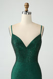 Dark Green Bodycon Spagehtti Straps Backless Homecoming Dress with Beading