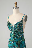 Sparkly Dark Green Beaded Sequins Bodycon Homecoming Dress with Lace-up Back