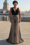 Sparkly Black Mermaid Deep V-Neck Long Prom Dress with Open Back