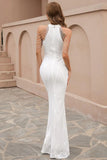 Black Halter Sequins Mermaid Long Choir Dress