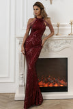 Black Halter Sequins Mermaid Long Choir Dress