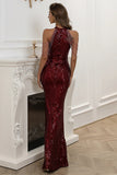 Black Halter Sequins Mermaid Long Choir Dress