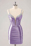 Golden Spaghetti Straps Bodycon Homecoming Dress with Sequins