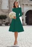 Ivory A-Line Satin Midi Engagement Dress