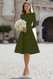 Ivory A-Line Satin Midi Engagement Dress