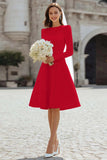 Ivory A-Line Satin Midi Engagement Dress