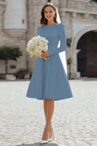 Ivory A-Line Satin Midi Engagement Dress