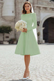Ivory A-Line Satin Midi Engagement Dress