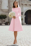 Ivory A-Line Satin Midi Engagement Dress