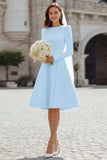 Ivory A-Line Satin Midi Engagement Dress