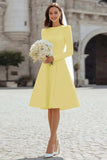 Ivory A-Line Satin Midi Engagement Dress