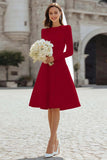 Ivory A-Line Satin Midi Engagement Dress
