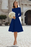 Ivory A-Line Satin Midi Engagement Dress