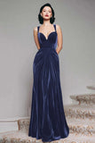Burgundy Sheath Velvet Long Formal Dress