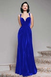 Burgundy Sheath Velvet Long Formal Dress