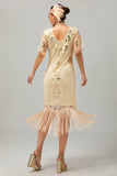 Flapper Burgundy Sequin Bodycon Fringed 1920s Dress