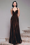 Burgundy Sheath Velvet Long Formal Dress
