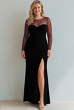 Cabernet Boat Neck Long Mermaid Formal Dress with Sleeves