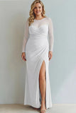 Cabernet Boat Neck Long Mermaid Formal Dress with Sleeves