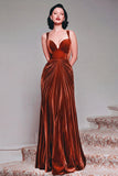 Burgundy Sheath Velvet Long Formal Dress