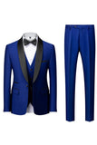 Black Shawl Lapel 3 Pieces Long Sleeves Men's Suits