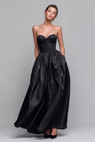 Red and Fuchsia Strapless A-Line Formal Dress with Pocket