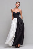 Red and Fuchsia Strapless A-Line Formal Dress with Pocket