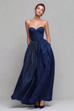 Red and Fuchsia Strapless A-Line Formal Dress with Pocket