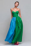Red and Fuchsia Strapless A-Line Formal Dress with Pocket