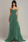Black Strapless Mermaid Ruffled Ruched Long Formal Dress