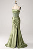 Load image into Gallery viewer, Green Mermaid Cowl Neckline Sequin Long Prom Dress With Slit