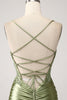 Load image into Gallery viewer, Mermaid Sage Spaghetti Straps Lace-up Back Prom Dress With Slit