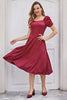 Load image into Gallery viewer, Burgundy Christmas Party Dress Short Sleeve