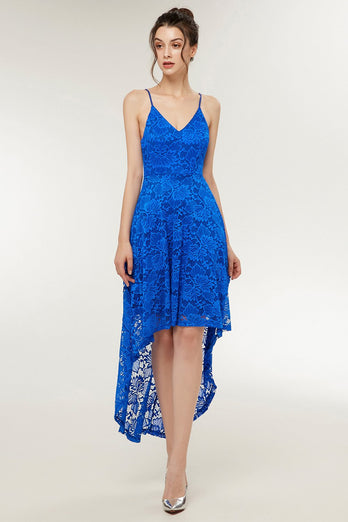 Straps Royal Blue Lace Dress