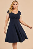 Navy Plus Size Vintage Swing Dress