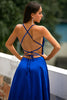 Load image into Gallery viewer, Royal Blue Backless Satin Dress