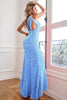 Load image into Gallery viewer, Royal Blue Glitter Party Dress with Slit