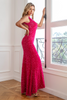 Load image into Gallery viewer, Fuchsia Sequin Long Prom Dress with Slit