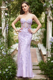 Purple Sweetheart Neck Mermaid Prom Dress With Appliques