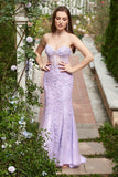 Sweetheart Neck Mermaid Long Purple Prom Dress With Appliques